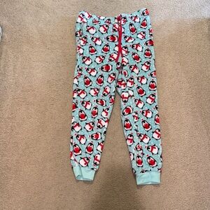 Cozy Penguin Print Pajama Pants - Blue and Red
